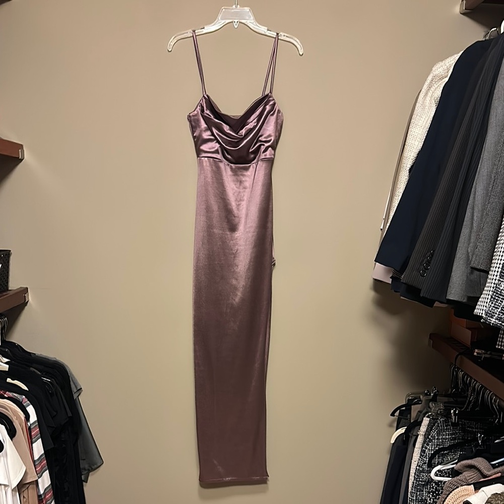 Elegant Mauve Satin Slip Dress